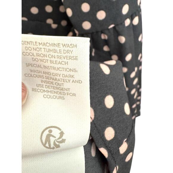 Boden Delia Top Women’s Size 8 Black Pink Polka Dot Bell Sleeve Blouse - Picture 5 of 11